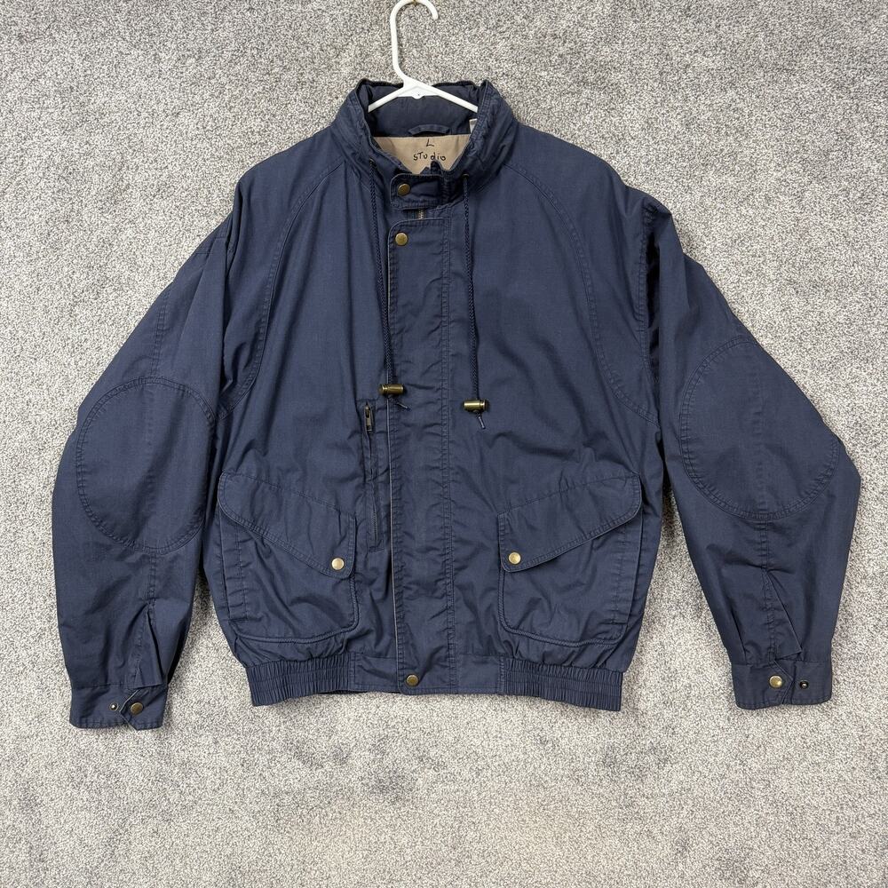 Vintage California Outerwear Jacket Large Blue Bomber Canvas Pockets 00s Y2K